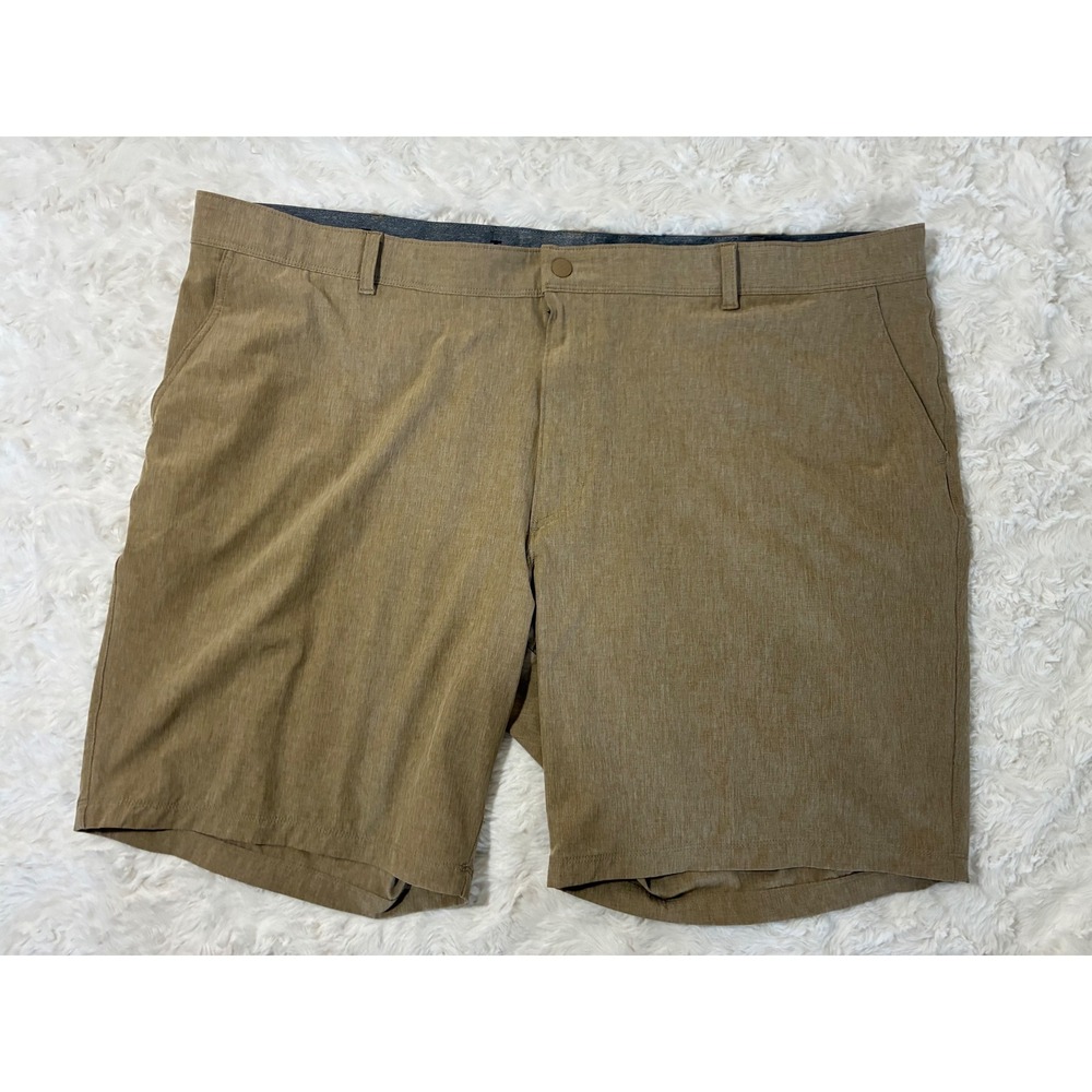 IZOD Saltwater Stretch Mens 50 Tan Khaki Heather Performance Golf Shorts 10.5 In